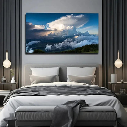 White Cloud Close-Up Wall Art Canvas Office Home Room Framed 120x60cm