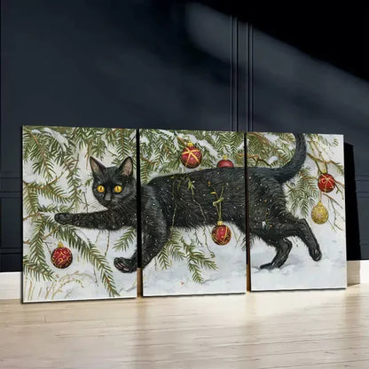 3pcs Charming Black Cat Wall Art Canvas Unframed - High Quality Print 100% Australian Made Wall Canvas - Bella Home Decor