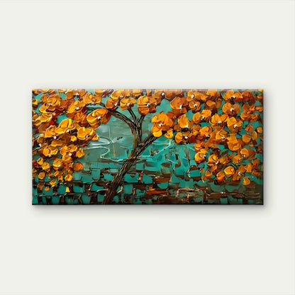 Orange Leaf Tree Abstract Wall Art Canvas Office Home Room Framed 120x60cm