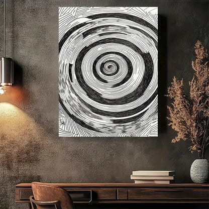 Beautiful Modern Vintage Design Black & White Painting 40x60cm Metal Print Ready to Hang - Bella Home Decor