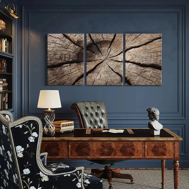 3pcs Wood Texture Natural Pattern Rustic Metal Print Ready to Hang Art