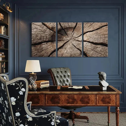 3pcs Wood Texture Natural Pattern Rustic Metal Print Ready to Hang Art