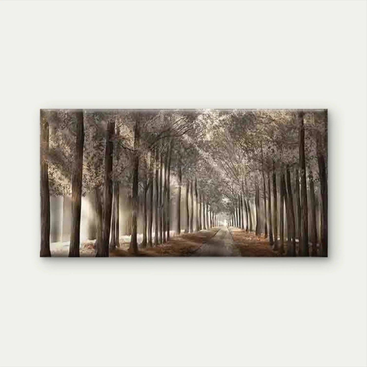 Misty Trees and Sunlit Pathway Wall Art Canvas Office Home Room Framed 120x60cm