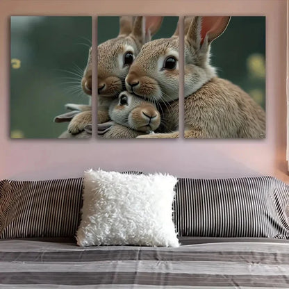 3pcs Spray-Painted Rabbit Trio Metal Print Ready to Hang Art
