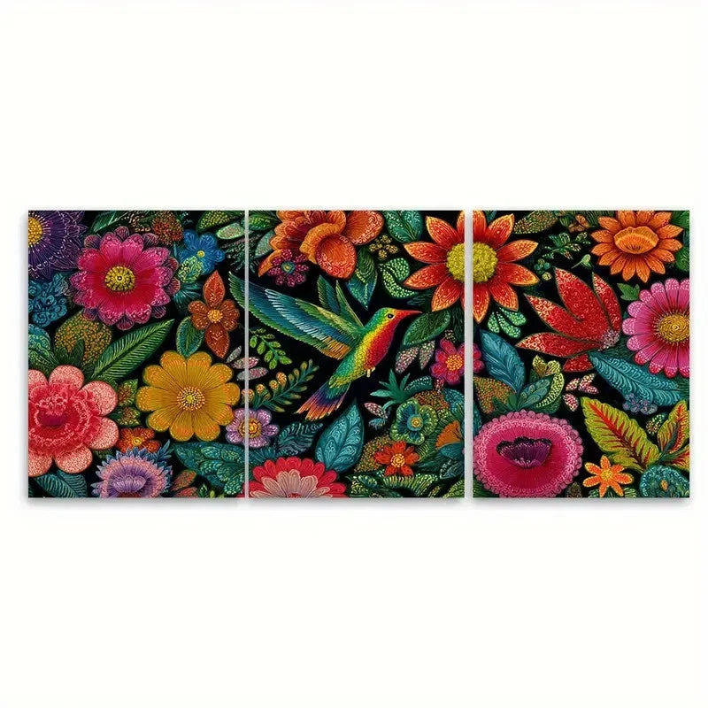 3pcs Angel Falls Venezuela Vintage Floral Design Wall Art Set Canvas Framed 40x60cm - High Quality Print 100% Australian Made Wall Canvas Ready to Hang - Bella Home Decor