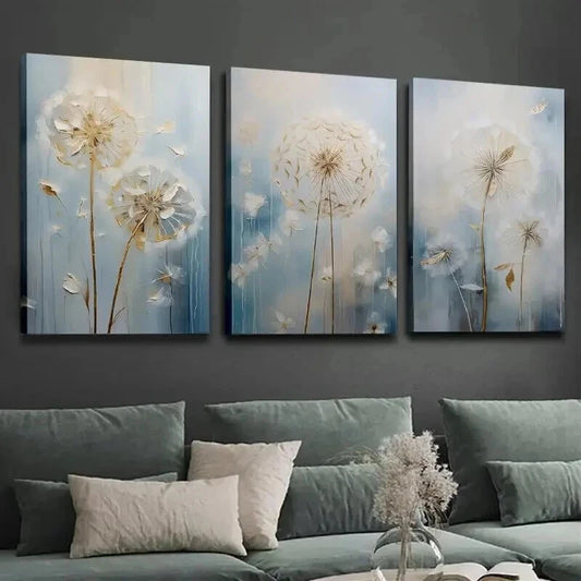 3pcs Showcasing Beautiful Dandelion Abstract Wall Art Set Canvas Framed 40x60cm - High Quality Print 100% Australian Made Wall Canvas Ready to Hang