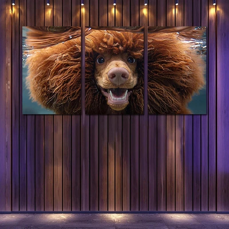 3pcs A Poodle Underwater Metal Print Ready to Hang Art - Bella Home Decor