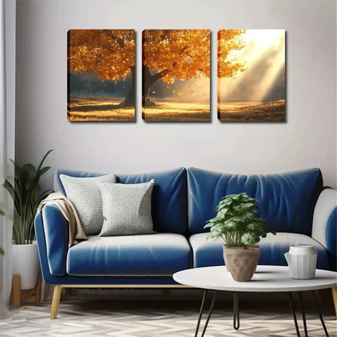 3pcs A Magnificent Tree In The Sun, Wall Art Set Canvas Framed 60x90cm - High Quality Print 100% Australian Made Wall Canvas Ready to Hang