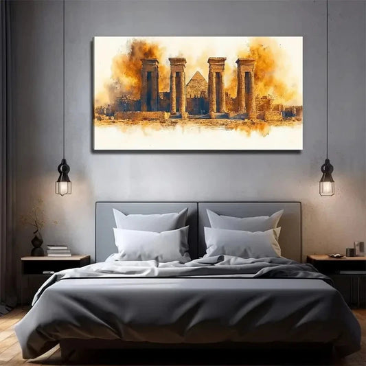 Egyptian Ancient Ruins Decor Wall Art Canvas Office Home Room Framed 120x60cm