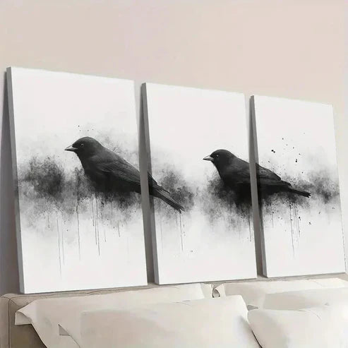 3pcs Night Ravens Silhouette Wall Art Canvas Unframed – High Quality Print 100% Australian Made Wall Canvas