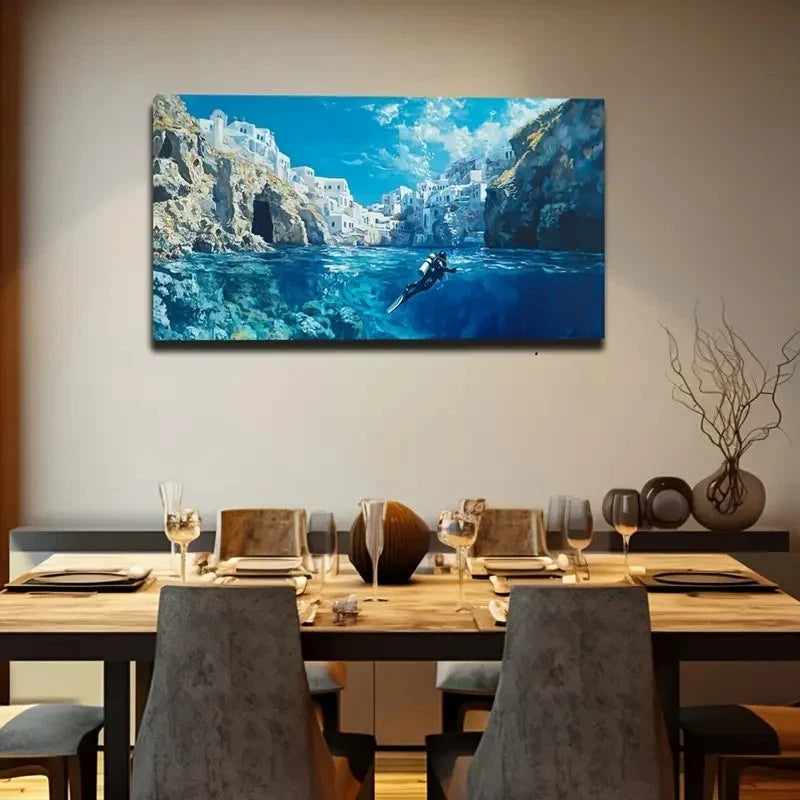 Vibrant Underwater Scene Décor Wall Art Canvas Office Home Room Framed 120x60cm