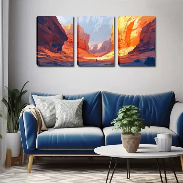 3pcs Red Mountain, Exquisite Wall Art Set Canvas Framed 60x90cm - High Quality Print 100% Australian Made Wall Canvas Ready to Hang - Bella Home Decor
