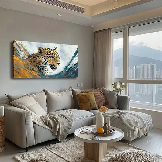 Minimalist Leopard Head Modern Wall Art Canvas Office Home Room Framed 120x60cm