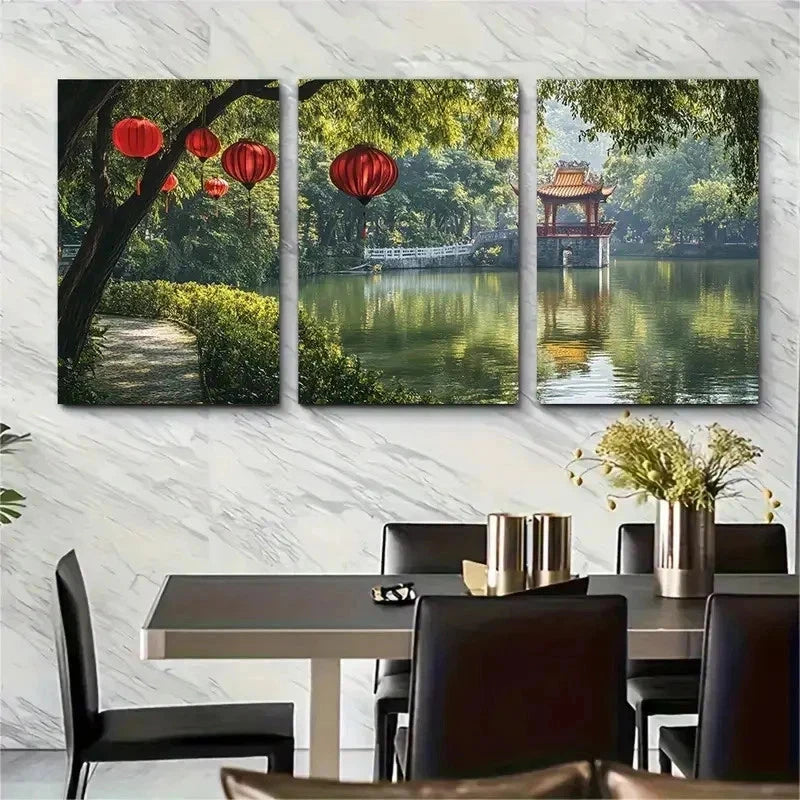 3pcs Vietnamese Decor Southeast Asian Perfect Wall Art Set Canvas Framed 50x70cm - High Quality Print 100% Australian Made Wall Canvas Ready to Hang