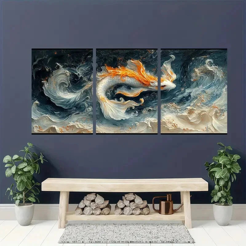 3pcs Tails of the Sea Fine Art Print Animal Art Metal Print Ready to Hang Art - Bella Home Decor