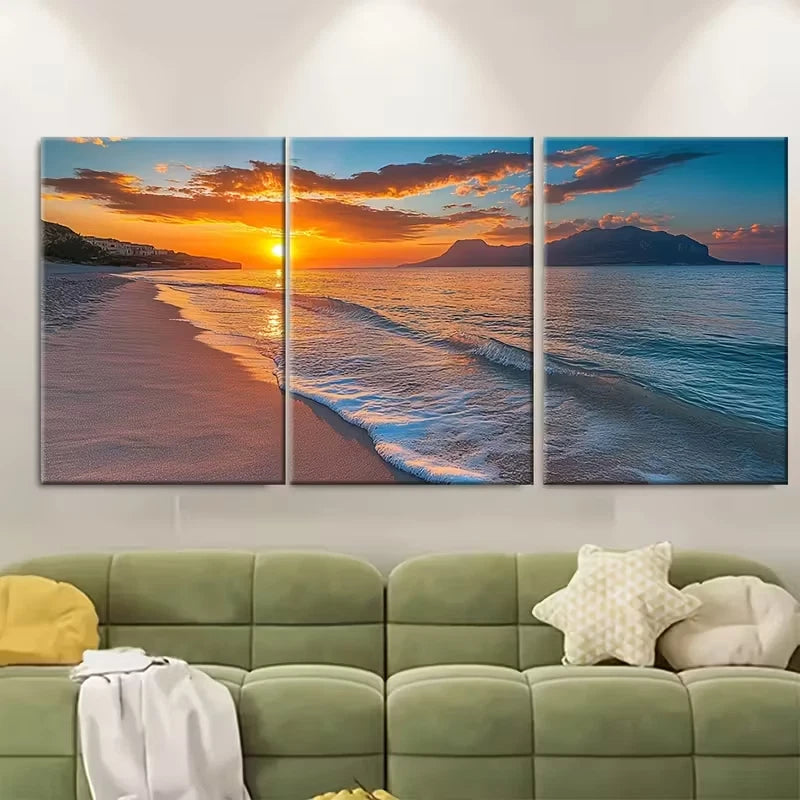 3pcs Giallonardo Beach Sicily Landscape Metal Print Ready to Hang Art - Bella Home Decor