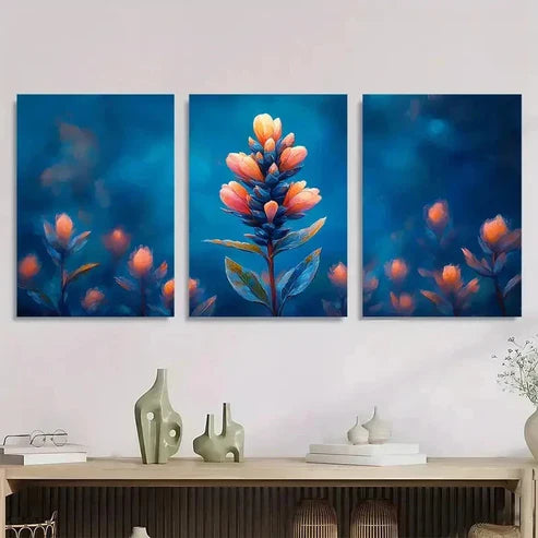 3pcs Paintbrush Flower Castilleja Wall Art Canvas Unframed - High Quality Print 100% Australian Made Wall Canvas