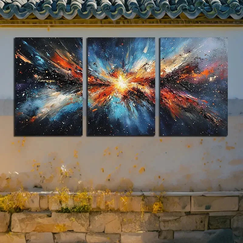 3pcs Vibrant Stunning Nebula Illustration Metal Print Ready to Hang Art