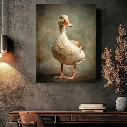 Beautiful Stately Goose Portrait Vintage Painting 40x60cm Metal Print Ready to Hang - Bella Home Decor