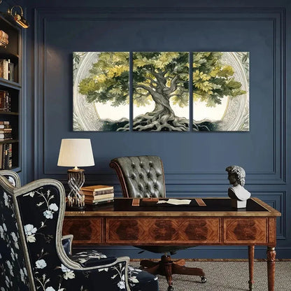 3pcs Tree Illustration Intricate Roots Leaves Metal Print Ready to Hang Art - Bella Home Decor
