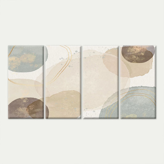 4pcs Neutral Watercolour Circles Minimalist Wall Art Set Canvas Framed 45x80cm - High Quality Print 100% Australian Made Wall Canvas Ready to Hang