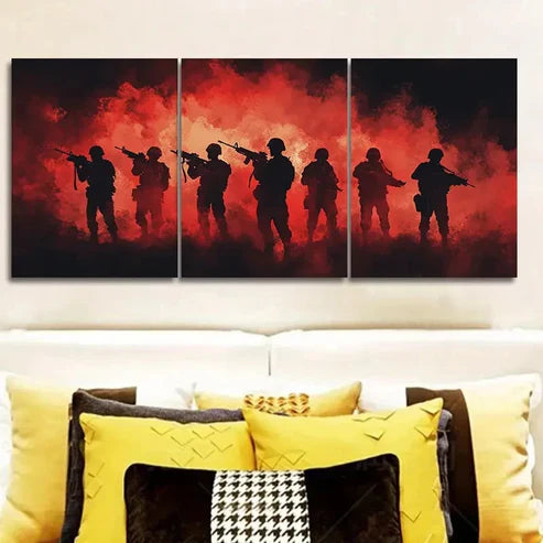 3pcs A Group of Soldiers Standing in Formation Wall Art Set Canvas Unframed - High Quality Print 100% Australian Made Wall Canvas - Bella Home Decor
