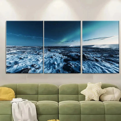 3pcs Icelandic Lava Fields FI Wall Art Set Canvas Framed 60x90cm - High Quality Print 100% Australian Made Wall Canvas Ready to Hang