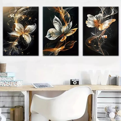 3pcs Featuring Abstract Butterfly Line Prints Wall Art Set Canvas Framed 40x60cm - High Quality Print 100% Australian Made Wall Canvas Ready to Hang