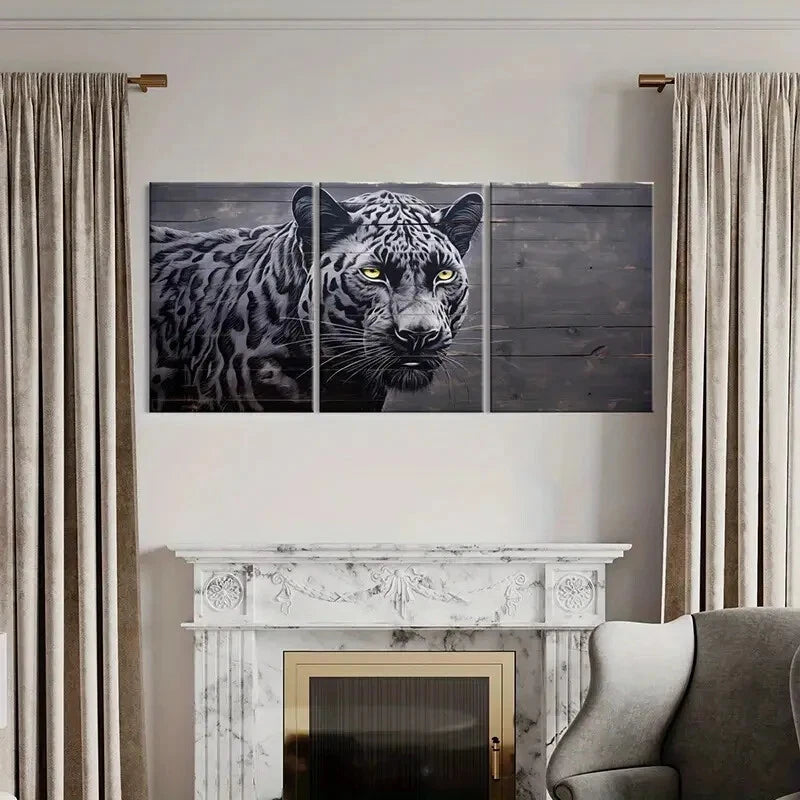 3pcs Artistic Leopard Print Modern Wall Art Metal Print Ready to Hang Art - Bella Home Decor