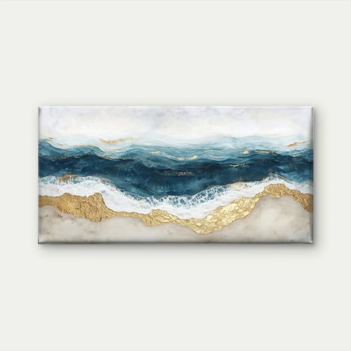Abstract Ocean Waves Wall Art Canvas Office Home Room Framed 120x60cm