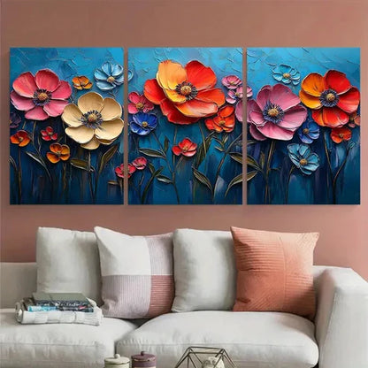3pcs Abstract Colorful Textured Nature Botanical Wall Art Canvas Unframed - High Quality Print 100% Australian Made Wall Canvas - Bella Home Decor