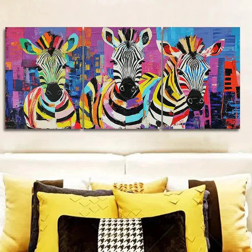3pcs Cute baby zebra Wall Art Set Canvas Unframed - High Quality Print 100% Australian Made Wall Canvas - Bella Home Decor