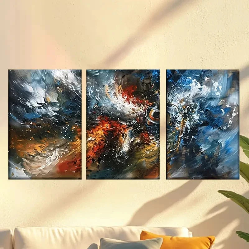 3pcs Black and White Abstract Painting Wall Art Set Canvas Framed 60x90cm - High Quality Print 100% Australian Made Wall Canvas Ready to Hang - Bella Home Decor