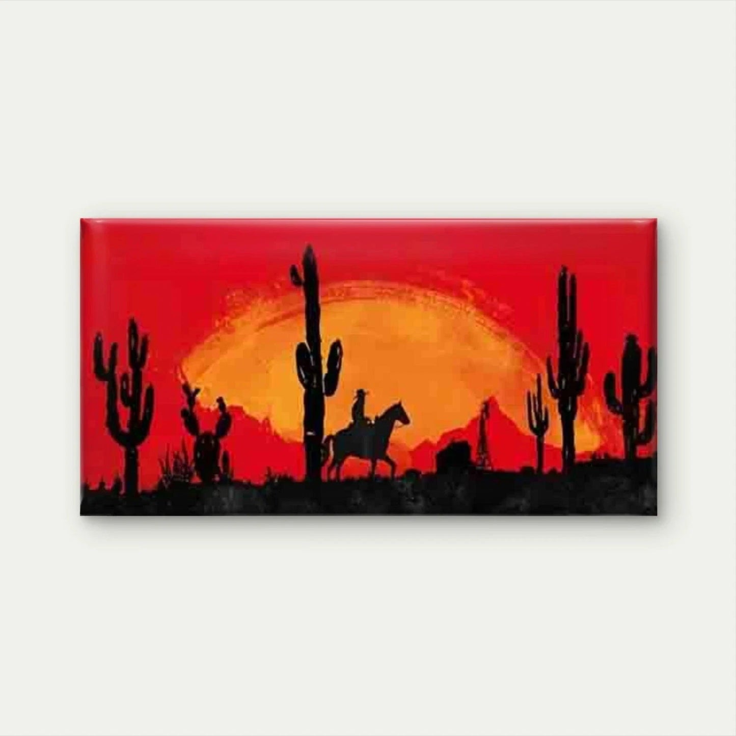 Southwest Landscape with Cacti Wall Art Canvas Office Home Room Framed 120x60cm