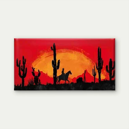 Southwest Landscape with Cacti Wall Art Canvas Office Home Room Framed 120x60cm
