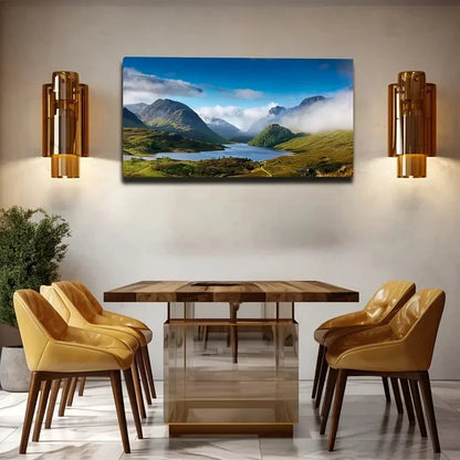 Mountains And Misty Valleys Wall Art Canvas Office Home Room Framed 120x60cm