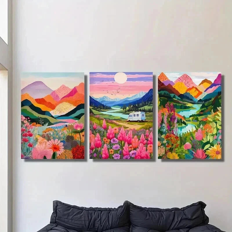 3pcs Gorgeous Lakes and Mountains Perfect Wall Art Set Canvas Framed 60x90cm - High Quality Print 100% Australian Made Wall Canvas Ready to Hang - Bella Home Decor