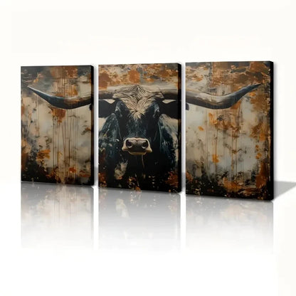 33pcs Rustic Longhorn Cow Wall Art Set Canvas Framed 40x60cm - High Quality Print 100% Australian Made Wall Canvas Ready to Hang - Bella Home Decor