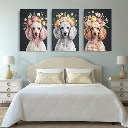 3pcs Poodle Nordic Style Dog Portraits Wall Art Set Canvas Unframed - High Quality Print 100% Australian Made Wall Canvas