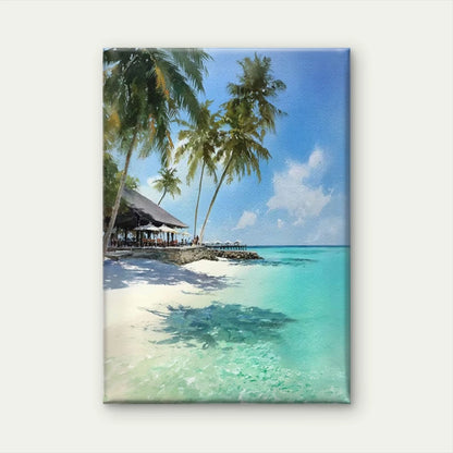 Reethi Rah, Maldives Watercolor Beach Metal Print Ready to Hang