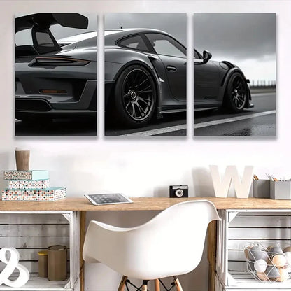 3pcs Black & White Sports Car Photography, I   Wall Art Set Canvas Framed 60x90cm - High Quality Print 100% Australian Made Wall Canvas Ready to Hang - Bella Home Decor