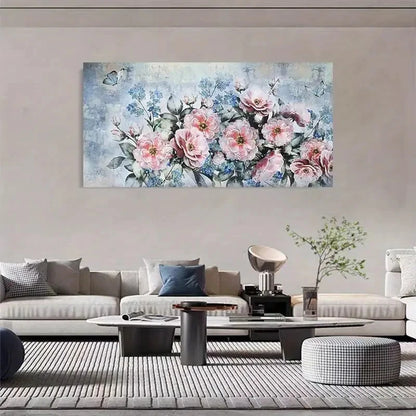 Retro Pink Flowers Classic Wall Art Canvas Office Home Room Framed 120x60cm