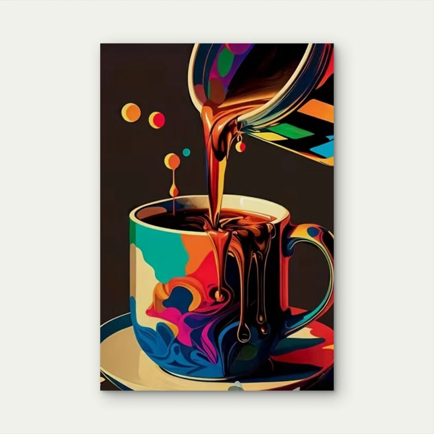 Colorful Vibrant Coffee Pour Metal Print Ready to Hang