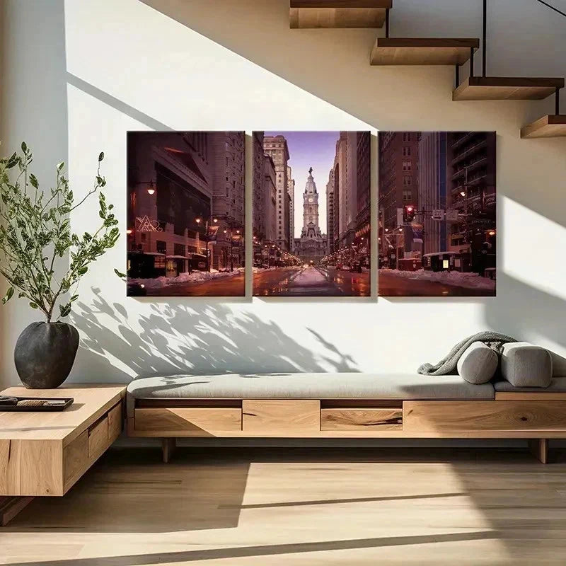 3pcs Architecture City Street Modern Wall Art Set Canvas Framed 40x60cm - High Quality Print 100% Australian Made Wall Canvas Ready to Hang - Bella Home Decor