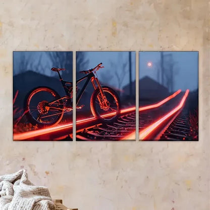 3pcs Vibrant Neon Bike Wall Art Set Canvas Unframed - High Quality Print 100% Australian Made Wall Canvas