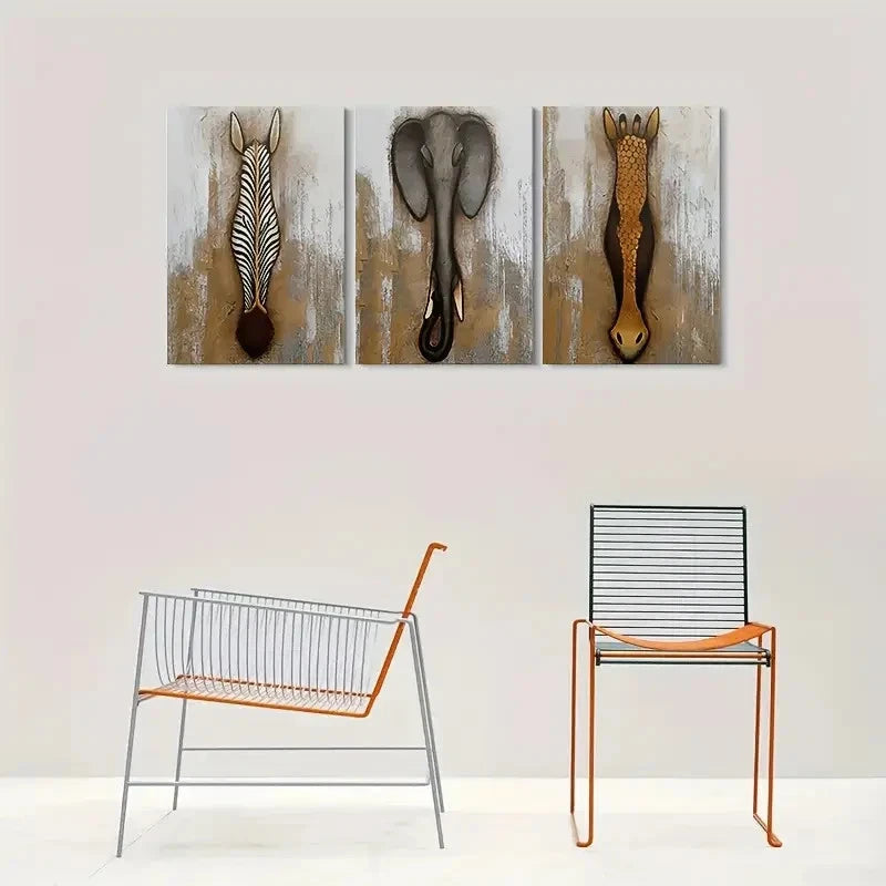 3pcs Abstract Animal Modern Safari Metal Print Ready to Hang Art - Bella Home Decor