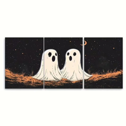 3pcs Horror Spooky Cute Metal Print Ready to Hang Art