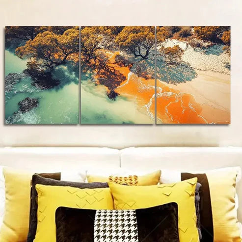 3pcs Aerial View of the Sand Wall Art Set Wall Art Canvas Unframed – High Quality Print 100% Australian Made Wall Canvas - Bella Home Decor