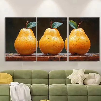 3pcs Pear Metal Print Ready to Hang Art