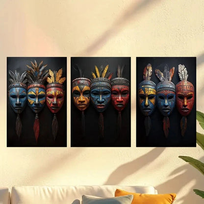 3pcs mask Wall Art Set Canvas Framed 50x70cm - High Quality Print 100% Australian Made Wall Canvas Ready to Hang